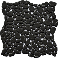 Black Matte Recycled Glass Pebble Tile
