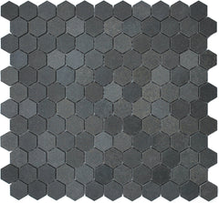 1" Hexagon Basalt Mosaic Tile, 11" x 11.5"