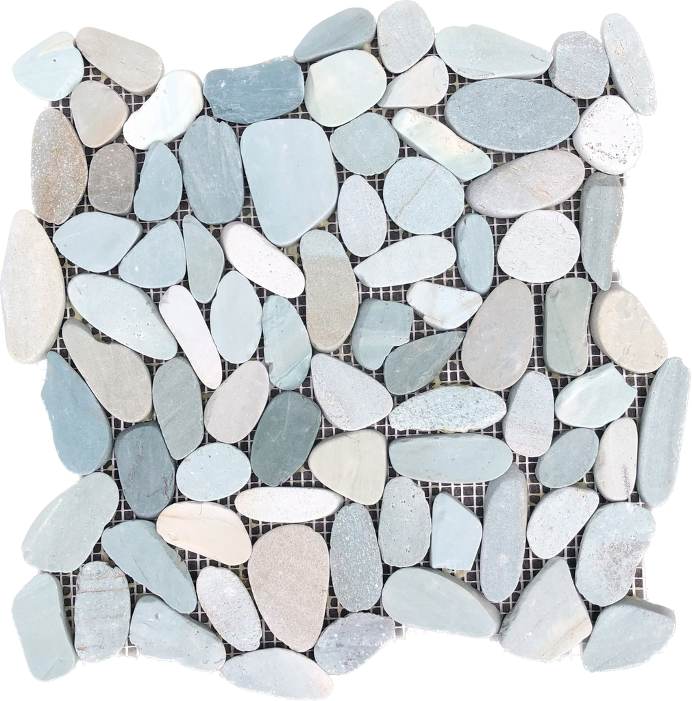 Sliced Aqua Pebble Tile – Pebble Tile Mosaics