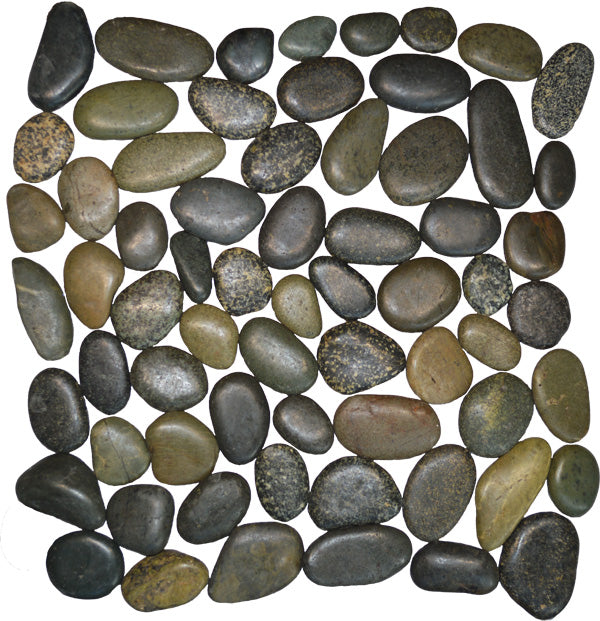 Polished Olive Pebble Tile – Pebble Tile Mosaics