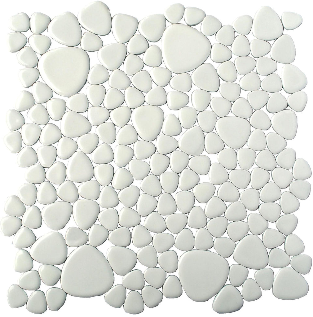 Ceramic Rectangular Pebble Tile Porcelain Arctic White Pebble Tile – Pebble Tile Mosaics