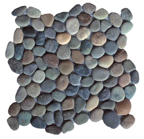 Pebble Stone Small Round Black Tile by Ocean Mosaics